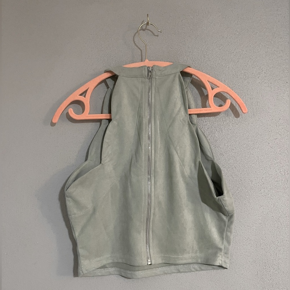 Mint Green Velvet Crop Top